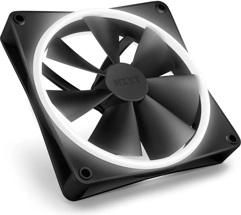 فن دو طرفه RGB مدل NZXT F140 RGB DUO سایز ۱۴۰ میلی‌متر، بلبرینگ دینامیکی سیال، نورپردازی RGB، سرعت چرخش تا ۱۸۰۰ دور در دقیقه، جریان هوای ۸۴.۷۵ CFM، خنک و کم صدا، بسته دوتایی، مشکی | RF-D14SF-B1