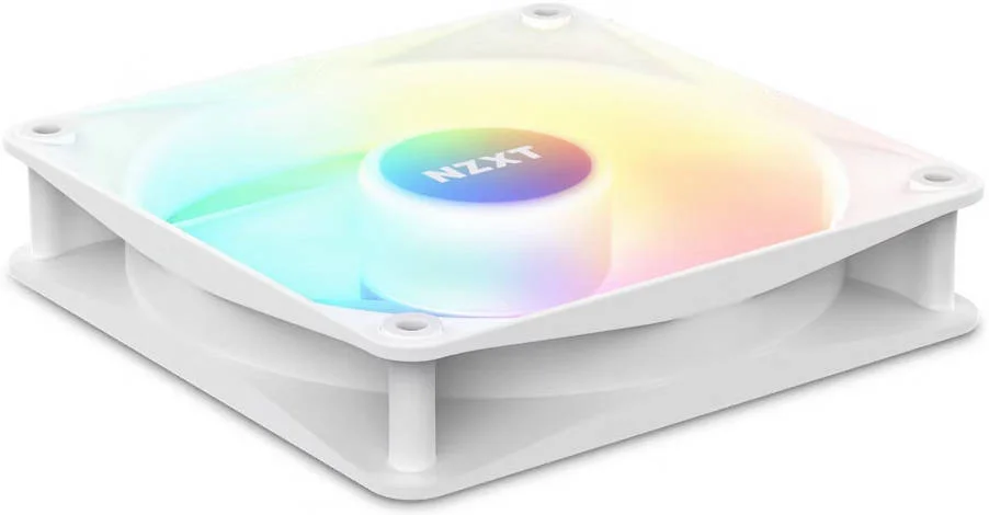 فن کیس NZXT F140 RGB Core، سایز فن 140x140 میلی‌متر، سرعت فن 1500 دور در دقیقه، جریان هوای 90.79 CFM، سطح نویز 34.48 dBA، بلبرینگ Fluid Dynamic، جنس پلاستیک، لاستیک و PCB، جعبه باز، سفید | CL-2202