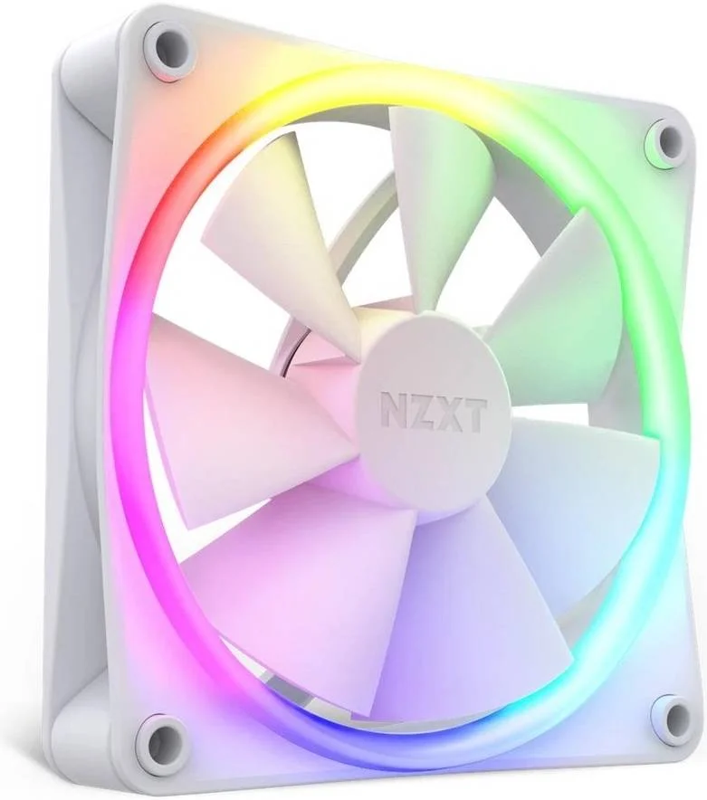 فن PWM مدل NZXT F120 RGB، طراحی قاب هوشمند، بلبرینگ دینامیکی سیال، طول عمر 60000 ساعت، جریان هوای 13.94 - 50.18 CFM، سرعت فن 500-1800 دور در دقیقه، نویز 17.2 - 27.5 dBA، جنس لاستیک، سفید | RF-R12SF-W1