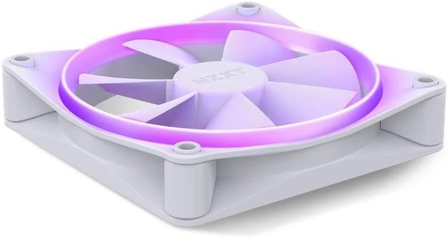 فن PWM مدل NZXT F120 RGB، طراحی قاب هوشمند، بلبرینگ دینامیکی سیال، طول عمر 60000 ساعت، جریان هوای 13.94 - 50.18 CFM، سرعت فن 500-1800 دور در دقیقه، نویز 17.2 - 27.5 dBA، جنس لاستیک، سفید | RF-R12SF-W1