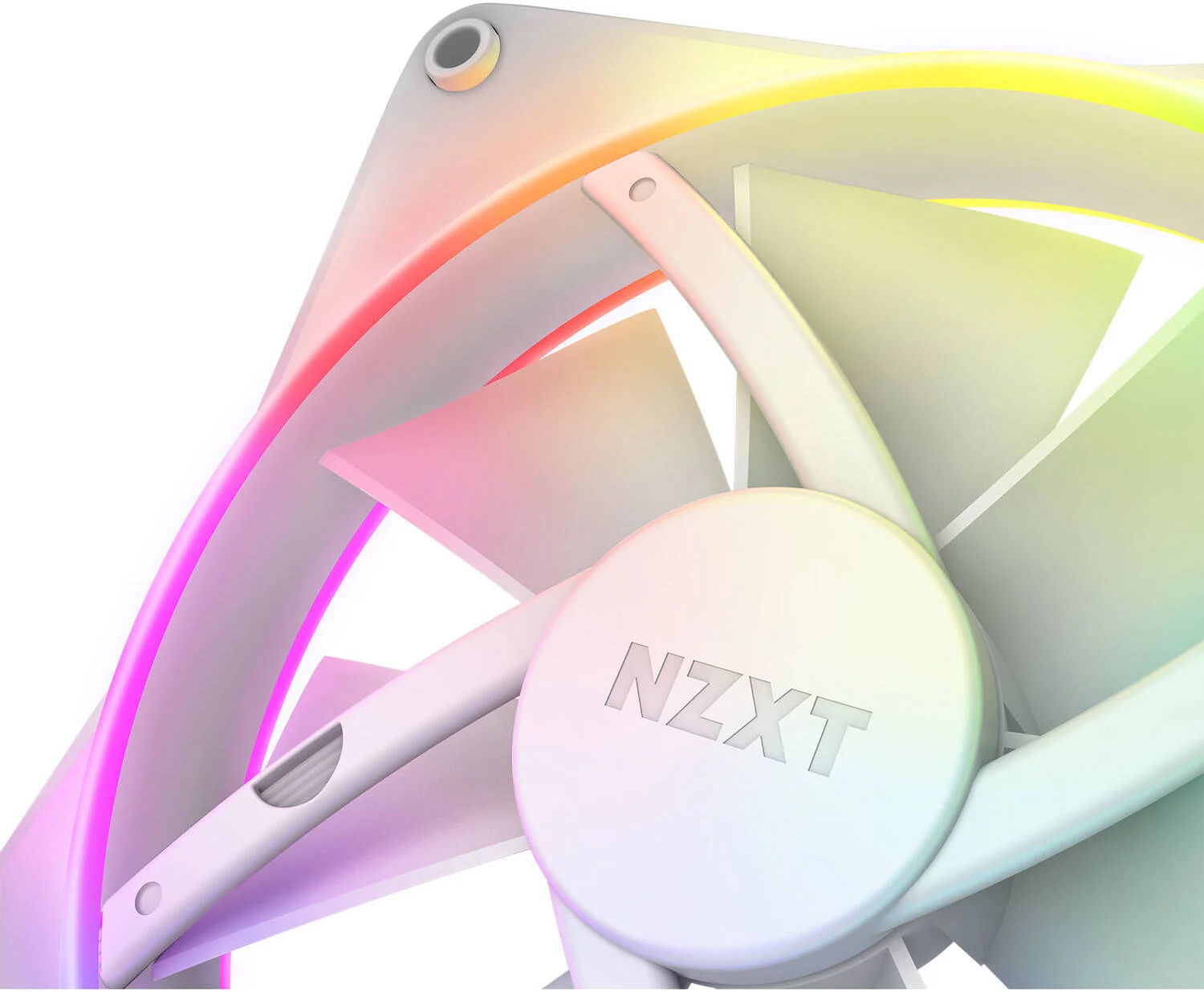 فن دو طرفه RGB مدل NZXT F140 RGB DUO با ابعاد ۱۴۰ میلی‌متر، دارای کنترلر RGB و بلبرینگ Fluid Dynamic. نورپردازی RGB، سرعت چرخش تا ۱۸۰۰ دور در دقیقه، جریان هوای ۸۴.۷۵ CFM، خنک و کم صدا، بسته دوتایی، سفید | RF-D14DF-W1