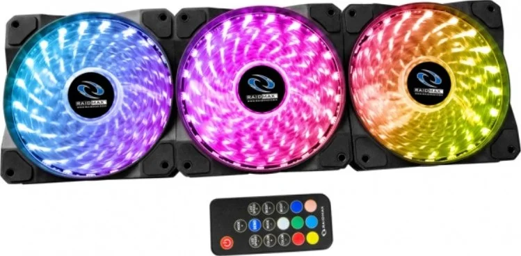 فن ۱۲۰ میلی‌متری Raidmax NV-A120R3 با سه LED RGB و کنترلر، اتصال ۶ پین | NV-A120R3
