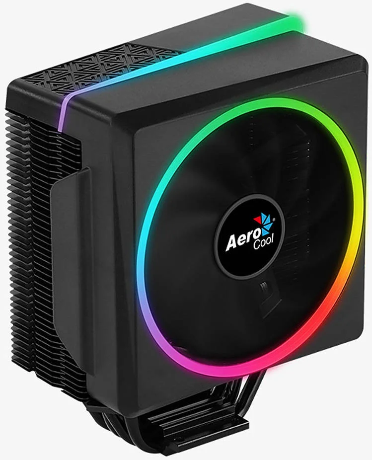 خنک‌کننده بادی پردازنده Aerocool Cylon 4 ARGB، طراحی RGB LED در بالا و کنار، فناوری Heat Core Touch، فن PWM با بلبرینگ هیدرولیک، سرعت فن تا 1800 دور در دقیقه و جریان هوای 52.5 CFM، مشکی | CYN-4-ARGB-PWM-P