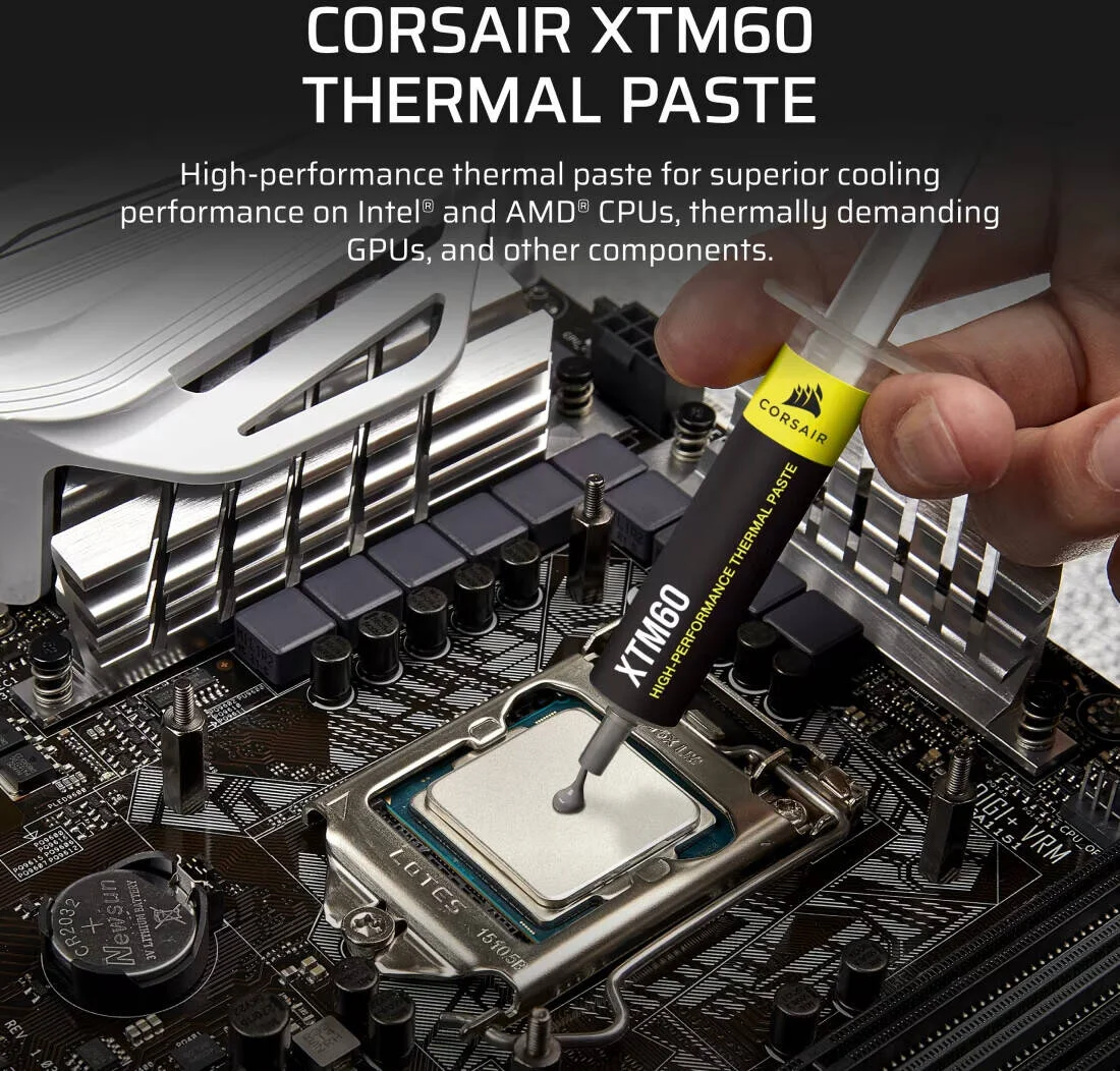 خمیر حرارتی با عملکرد بالا Corsair XTM60، 3 گرم در هر تیوب، غیر رسانا و غیر خورنده | CT-9010015-WW خمیر حرارتی با عملکرد بالا Corsair XTM60، 3 گرم در هر تیوب، غیر رسانا و غیر خورنده | CT-9010015-WW