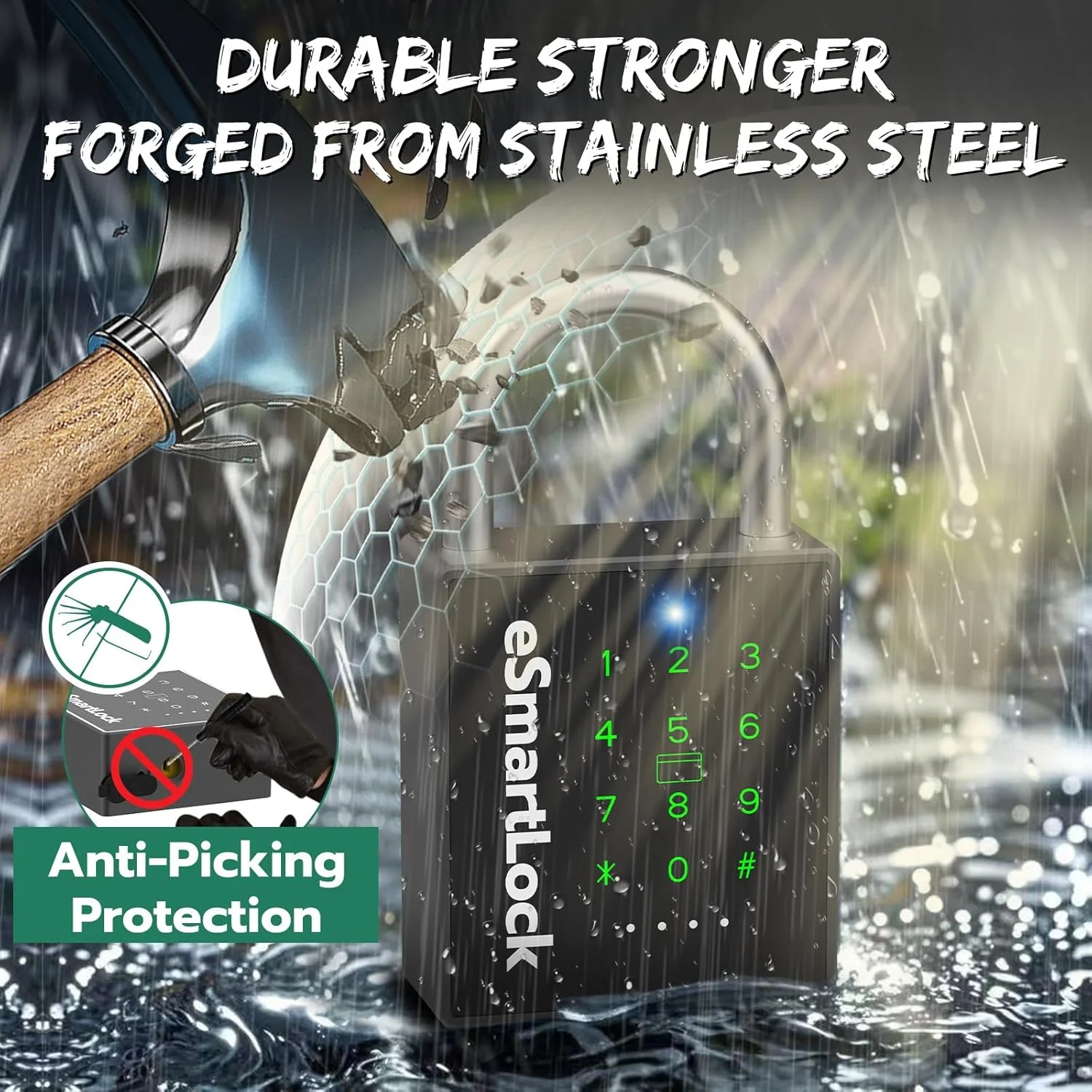 قفل هوشمند جدید با کلید، قفل ترکیبی سنگین، قفل RFID با دسترسی به برنامه بلوتوث، قفل کلید الکترونیکی ضد آب در فضای باز برای دروازه، حصار، سوله، کمد، گاراژ، باغ قفل هوشمند جدید با کلید، قفل ترکیبی سنگین، قفل RFID با دسترسی به برنامه بلوتوث، قفل کلید الکترونیکی ضد آب در فضای باز برای دروازه، حصار، سوله، کمد، گاراژ، باغ