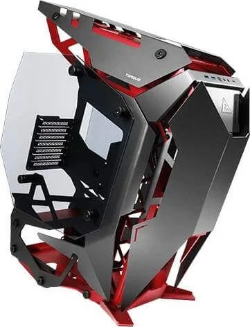 کیس کامپیوتر Antec Torque با بدنه آلومینیومی و طراحی باز، شیشه حرارت دیده، اندازه متوسط، پشتیبانی از E-ATX تا mITX، پورت USB3.1 Type-C، مشکی/قرمز | 0-761345-80017-4