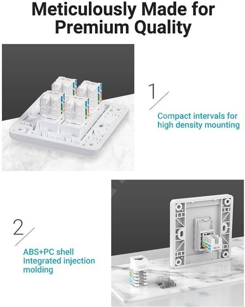 کوپلر جک کیستون Cat.6 UTP 180 درجه Vention، طیف گسترده ای از کاربردها، ساخته شده از پلاستیک ABS و PC، کانکتورهای با روکش طلا، سفید | IPEW0