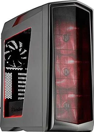 کیس کامپیوتر گیمینگ میدی تاور ATX سیلوراستون پریما، عملکرد جریان هوای بالا و بی صدا، دارای پنجره، LED قرمز، تیتانیومی | SST-PM01TR-W