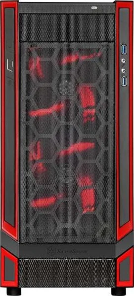 SilverStone - RedLine کیس مید تاور با پنجره، فن LED قرمز، ATX، مشکی | SST-RL05BR-W