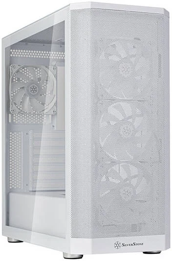 کیس مید تاور ATX سیلوراستون FARA 514X با جریان هوای بالا، پشتیبانی از دو رادیاتور 360 میلی‌متری و نورپردازی ARGB جذاب، پنل جلویی توری کاملاً سوراخ‌دار، سفید | SST-FA514X-WG