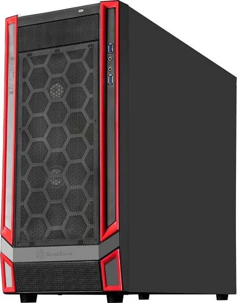 SilverStone - RedLine کیس مید تاور با پنجره، فن LED قرمز، ATX، مشکی | SST-RL05BR-W