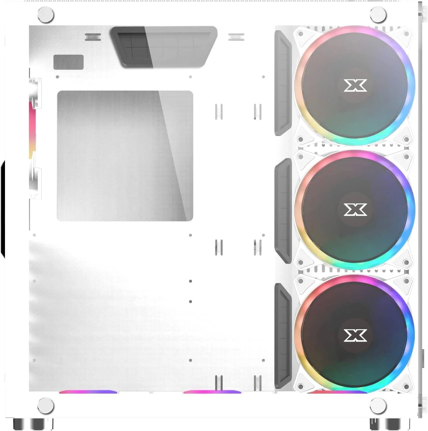 کیس Xigmatek Aquarius Plus (ATX, USB3.0x2 + USB2.0x1, شیشه حرارت دیده در جلو و سمت چپ، 7 عدد فن CY120، سه فن در جلو + سه فن در پایین + یک فن در عقب) - سفید قطبی | EN46430