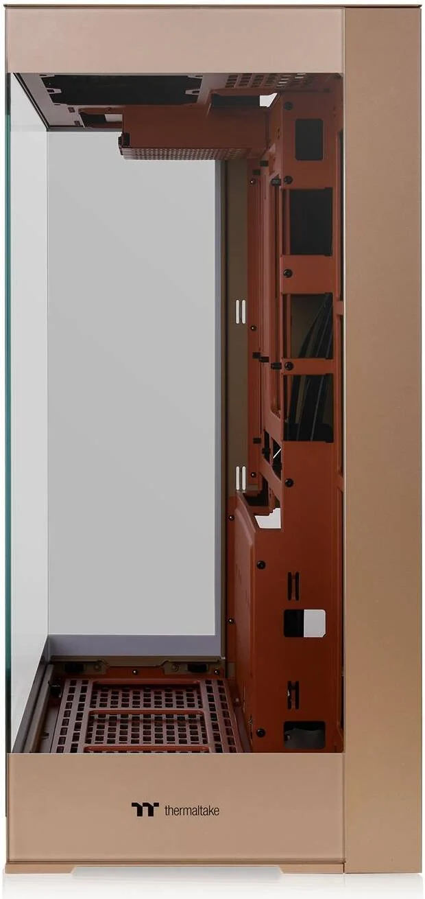 کیس مید تاور ترمالتیک CTE E550 TG با رنگ ماسه سنگ، سه پنل شیشه ای حرارت دیده، پشتیبانی از مادربرد با کانکتور مخفی، نصب کارت گرافیک سه طرفه، طراحی دو محفظه ای | CA-1Z8-00MGWN-00