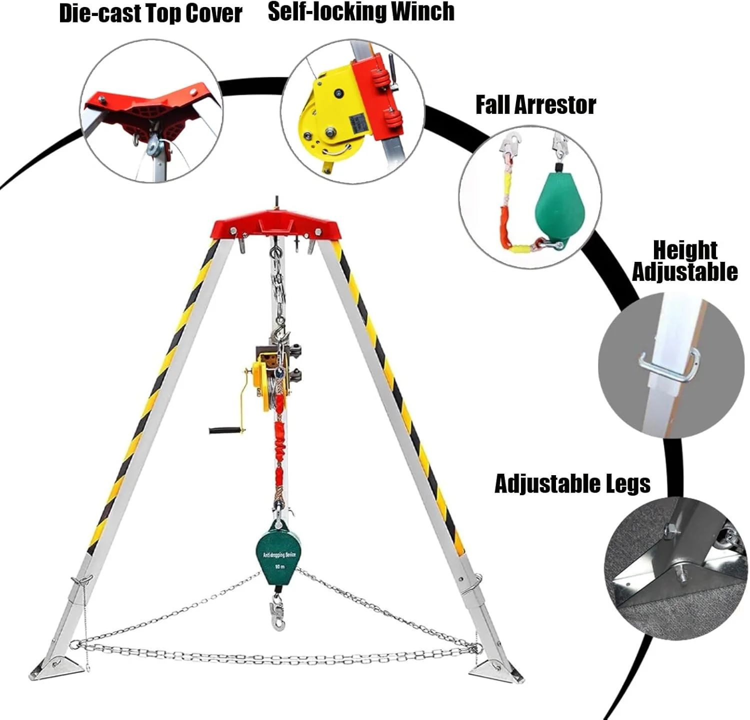 کیت سه پایه نجات فضاهای محدود، سه پایه نجات فاضلاب با دستگاه ضد سقوط، سیستم سه پایه نجات اضطراری برای تونل ها/چاه (سایز: وینچ 816 کیلوگرمی) کیت سه پایه نجات فضاهای محدود، سه پایه نجات فاضلاب با دستگاه ضد سقوط، سیستم سه پایه نجات اضطراری برای تونل ها/چاه (سایز: وینچ 816 کیلوگرمی)