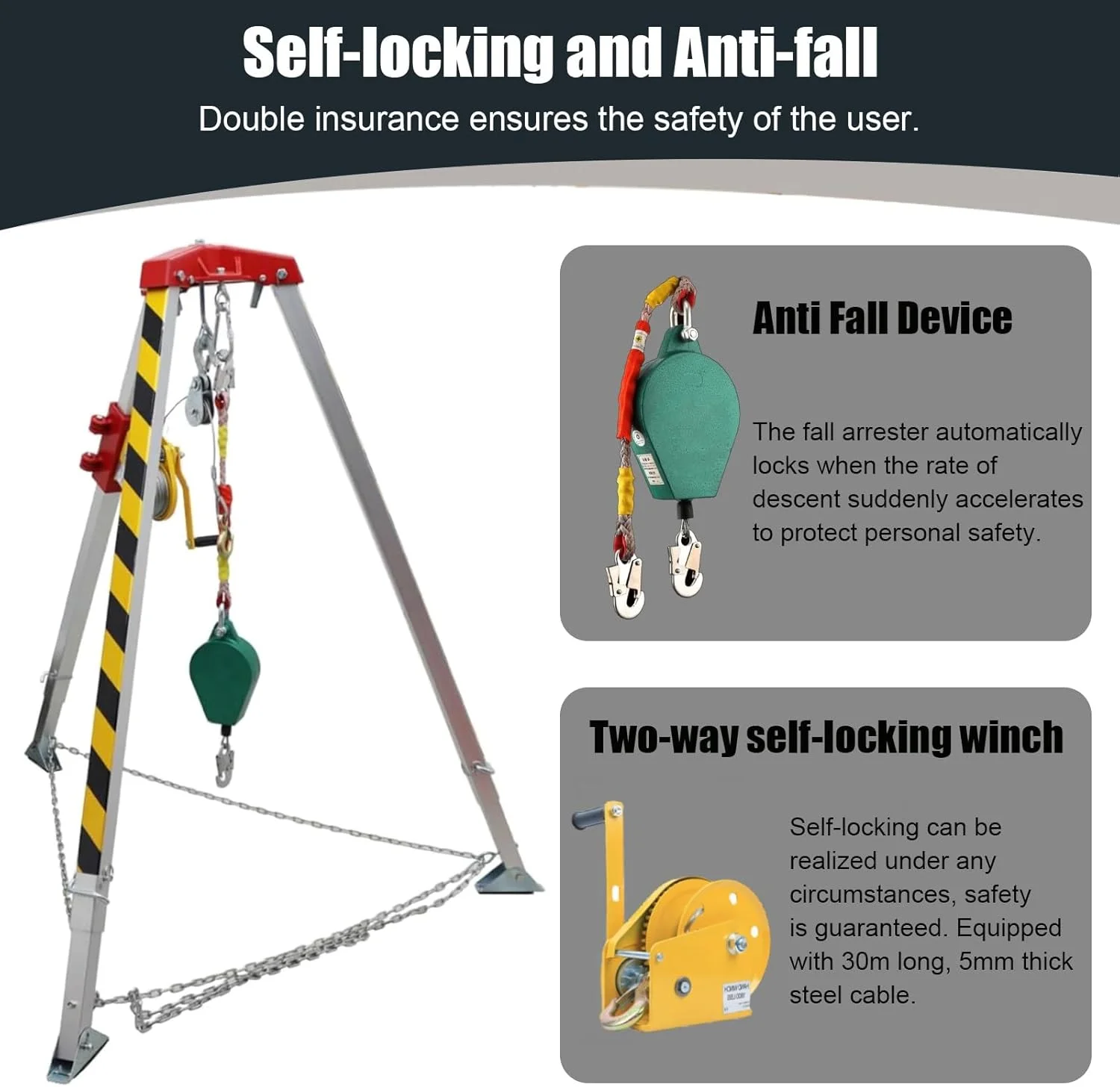 کیت سه پایه نجات فضاهای محدود، سه پایه نجات فاضلاب با دستگاه ضد سقوط، سیستم سه پایه نجات اضطراری برای تونل ها/چاه (سایز: وینچ 816 کیلوگرمی) کیت سه پایه نجات فضاهای محدود، سه پایه نجات فاضلاب با دستگاه ضد سقوط، سیستم سه پایه نجات اضطراری برای تونل ها/چاه (سایز: وینچ 816 کیلوگرمی)