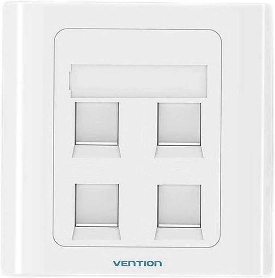 صفحه دیواری 4 پورت کیستون جک Vention مدل 86، ساخته شده از مواد با کیفیت مقاوم در برابر آتش، طراحی باریک و زیبا، سفید | IFCW0
