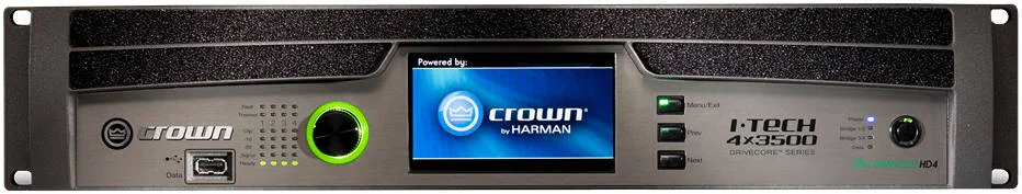 آمپلی‌فایر قدرت چهار کاناله کرون I-Tech 4x3500HD، 4000 وات در 4 اهم، 4 ورودی، 4 خروجی (آنالوگ، AES 3، VDrive، CobraNet)، کانکتور برق 32A PowerCON | 4X3500HDB-U-EUFX