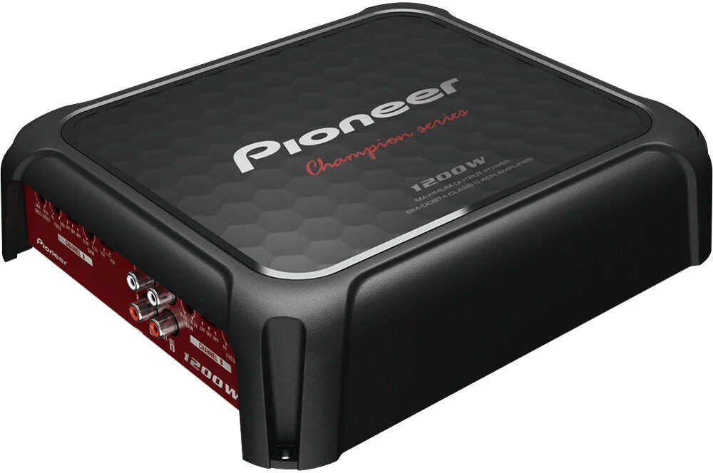 آمپلی فایر 4 کاناله پایونیر سری Champion، حداکثر توان 1200 وات، 80 وات RMS x 4، 300 وات RMS x 2 پل شده، ورودی RCA، ورودی بلندگو، کلاس D، مشکی | GM-DC874