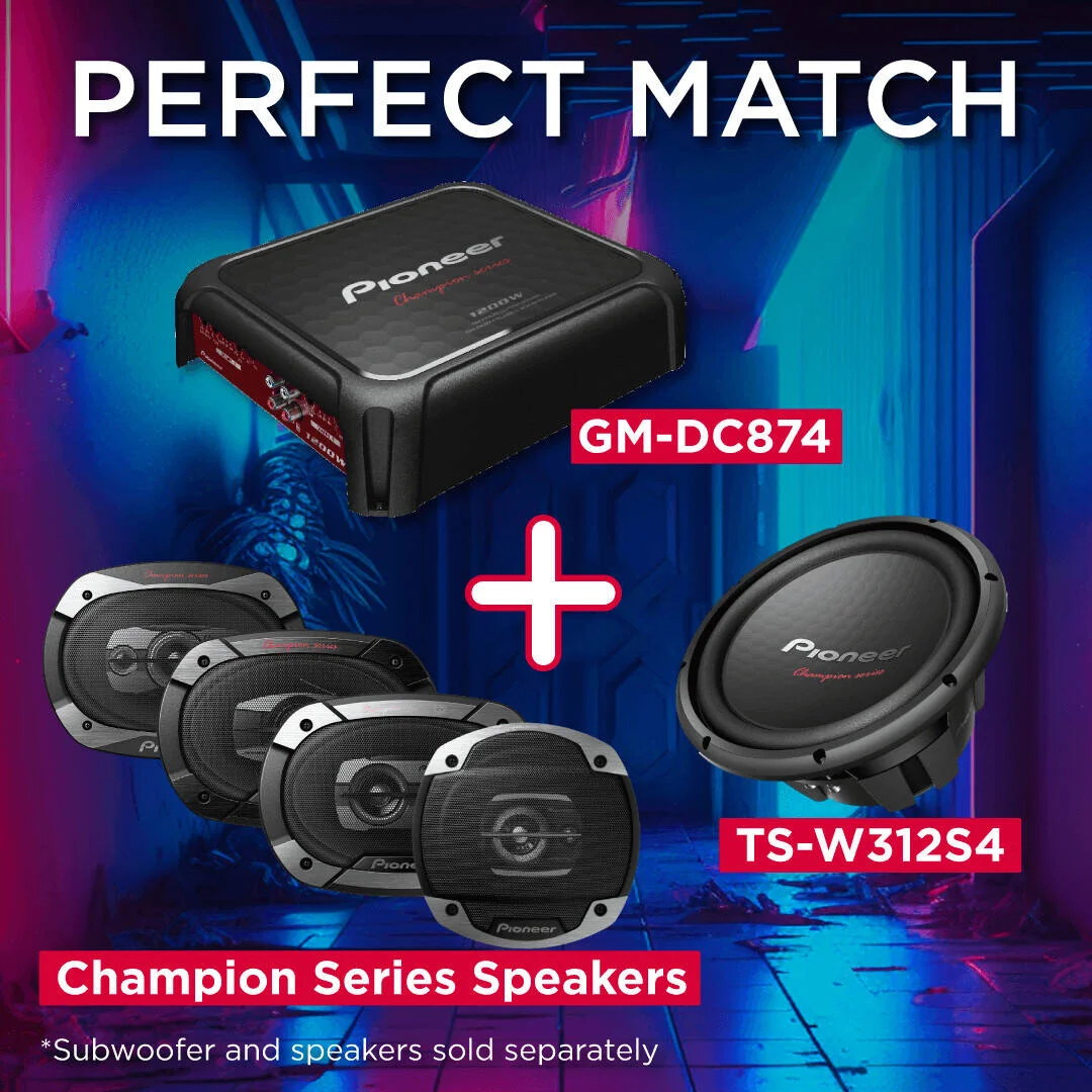 آمپلی فایر 4 کاناله پایونیر سری Champion، حداکثر توان 1200 وات، 80 وات RMS x 4، 300 وات RMS x 2 پل شده، ورودی RCA، ورودی بلندگو، کلاس D، مشکی | GM-DC874 آمپلی فایر 4 کاناله پایونیر سری Champion، حداکثر توان 1200 وات، 80 وات RMS x 4، 300 وات RMS x 2 پل شده، ورودی RCA، ورودی بلندگو، کلاس D، مشکی | GM-DC874