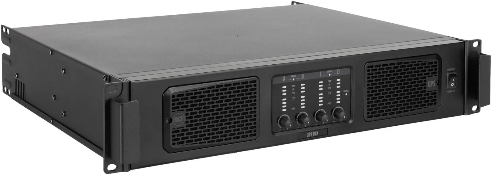 آمپلی فایر قدرت حرفه ای 4 کاناله RCF QPS 10K، 4x2500W در 2 اهم (کلاس HD)، 2x5000W بریج، اعوجاج فوق العاده کم، حالت های متنوع، رک مونت 2U، مشکی | QPS 10K آمپلی فایر قدرت حرفه ای 4 کاناله RCF QPS 10K، 4x2500W در 2 اهم (کلاس HD)، 2x5000W بریج، اعوجاج فوق العاده کم، حالت های متنوع، رک مونت 2U، مشکی | QPS 10K