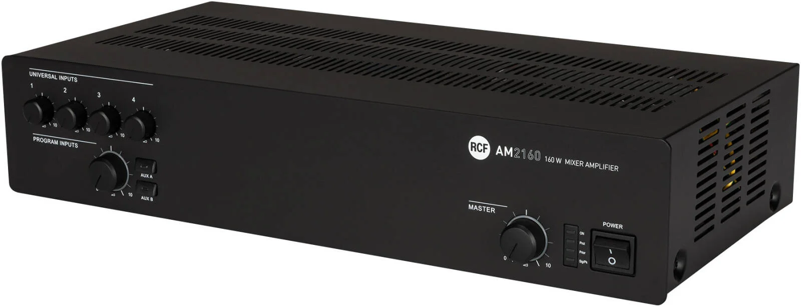 میکسر آمپلیفایر دیجیتال 160 وات RCF AM 2160 با 4 ورودی میکروفون/لاین، 2 ورودی AUX، خروجی 70 ولت/100 ولت و 4 اهم، اولویت، VOX و Chime، مشکی | AM 2160 میکسر آمپلیفایر دیجیتال 160 وات RCF AM 2160 با 4 ورودی میکروفون/لاین، 2 ورودی AUX، خروجی 70 ولت/100 ولت و 4 اهم، اولویت، VOX و Chime، مشکی | AM 2160