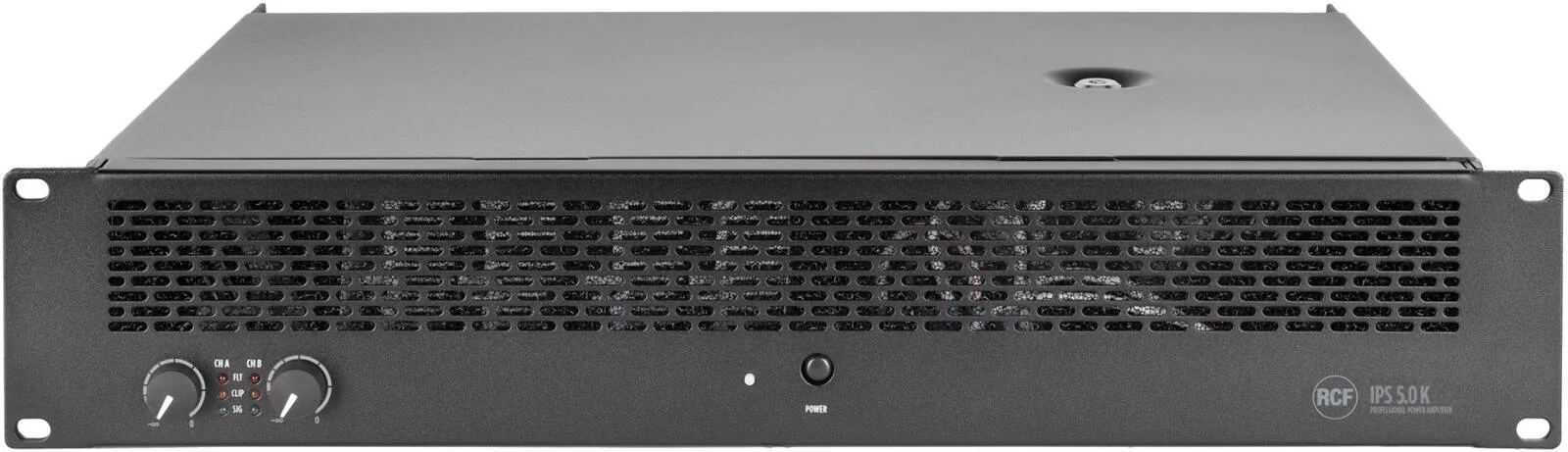 آمپلی فایر قدرت حرفه ای 2 کاناله RCF IPS 5.0K، 2x2600W در 4 اهم (کلاس H)، 5200W بریج، اعوجاج کم، حالت های استریو/موازی/بریج، محافظت جامع، مشکی | IPS 5.0K