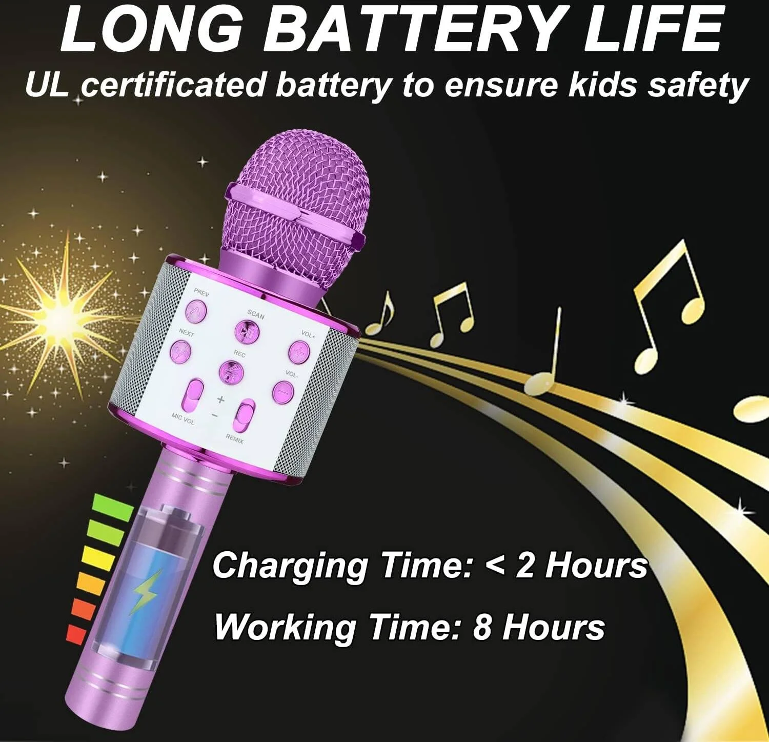 میکروفون اسباب بازی دخترانه Zzlwan برای کودکان، میکروفون کارائوکه بلوتوثی بی سیم برای بزرگسالان، اسباب بازی دخترانه برای سنین 4، 5، 6، 7، 8، 9، 10 سال، ایده های هدیه تولد دخترانه