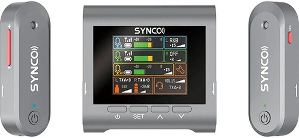 سیستم ضبط میکروفون بی سیم دیجیتال جمع و جور دو نفره Synco G3 2.4 GHz، میکروفون بی سیم، اینترکام 2 طرفه، ضبط کننده، گیرنده 2 کاناله، USB-C و TRS 3.5 میلی متری، ضبط 22 ساعته صدا، خاکستری | WAIR-G3-SG