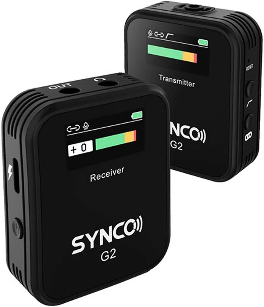 میکروفون بی سیم دیجیتال فوق فشرده 2.4 گیگاهرتز Synco G2-A1، برای دوربین های بدون آینه/DSLR، گیرنده 1 کاناله، فرستنده با میکروفون داخلی، نمایشگرهای TFT، جفت شدن خودکار، مشکی | WAIR-G2-A1