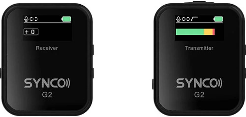 میکروفون بی سیم دیجیتال فوق فشرده 2.4 گیگاهرتز Synco G2-A1، برای دوربین های بدون آینه/DSLR، گیرنده 1 کاناله، فرستنده با میکروفون داخلی، نمایشگرهای TFT، جفت شدن خودکار، مشکی | WAIR-G2-A1