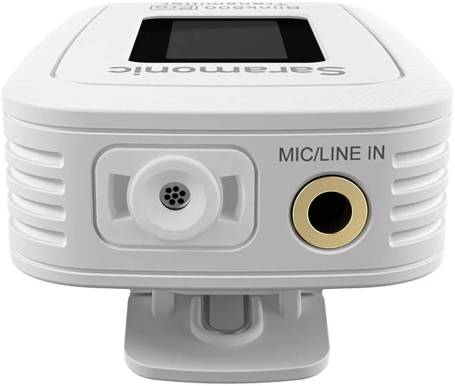 سیستم میکروفون بی سیم سارامونیک Blink 500 Pro B2، لاوالیر امنی (TX+TX+RX)، نصب روی دوربین دیجیتال برای 2 نفر، 8 ساعت عمر باتری، جفت شدن آسان با یک دکمه، ورودی میکروفون و لاین، سفید | Blink500ProB2W