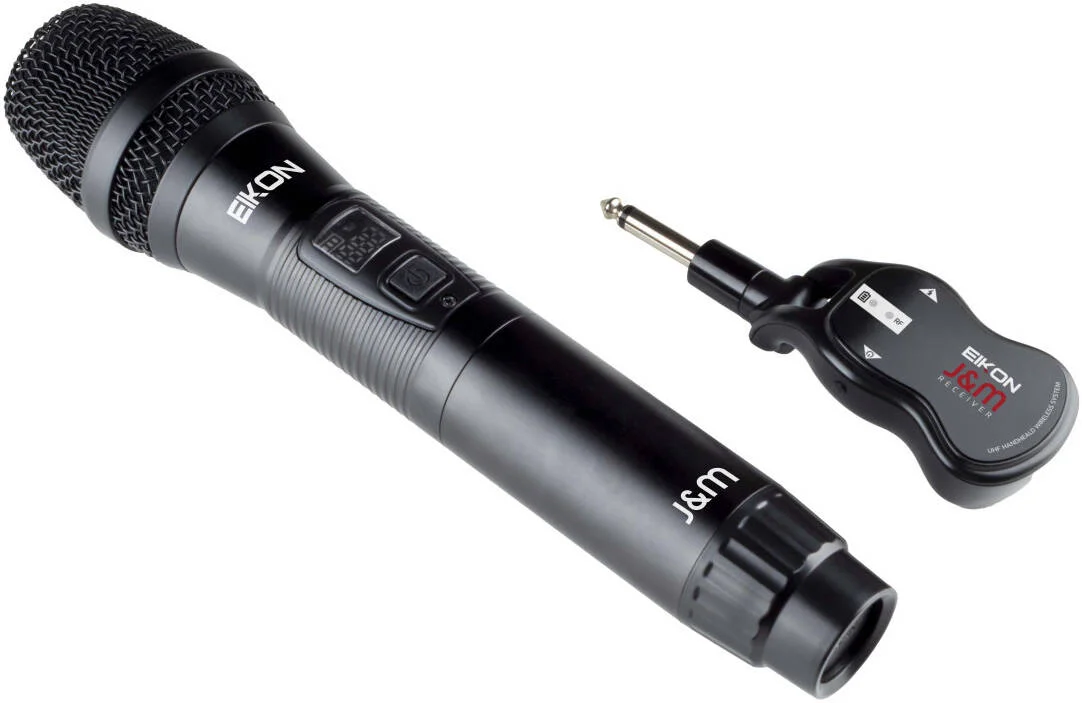 سیستم بی‌سیم دستی EIKON EKJMA UHF 512 - 541.7 مگاهرتز، باند فرکانس UHF 512 - 541.7 مگاهرتز، برد تا 30 متر، باتری لیتیومی داخلی 3.7 ولت / 500 میلی آمپر، مشکی | EKJMA