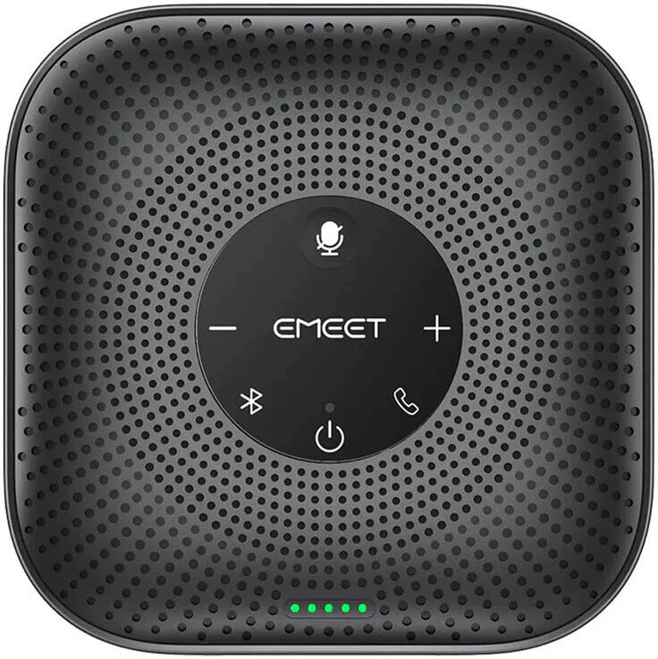 میکروفون EMEET OfficeCore M0 Plus، پوشش کامل 360 درجه HD، آرایه 4 میکروفونی، الگوریتم صوتی Voice IA 4.2، اتصال زنجیره ای، برد دریافت صدا تا 15 فوت، بلوتوث 5.0، مشکی | M0 Plus