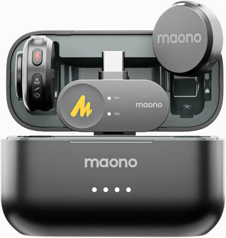 میکروفون یقه ای بی سیم Maono Wave T5، نسبت سیگنال به نویز 80dB، فرمت صوتی 48kHz/24-Bit، حداکثر سطح فشار صدا 120dB، انتقال پایدار و قابل اعتماد تا 1000 فوت، مشکی | WM655 PA3