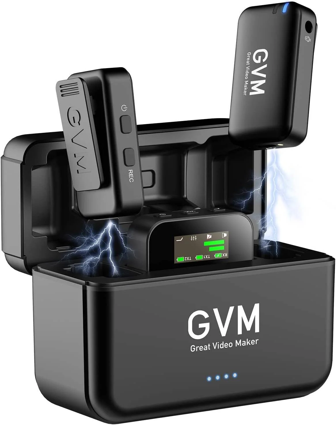 میکروفون ضبط صدای عالی با قابلیت حذف نویز برای تشخیص دقیق صدای انسان، میکروفون یقه ای 2.4 گیگاهرتزی با جعبه شارژ و ذخیره سازی مستقل، 20 ساعت برای ضبط ویدیو و مصاحبه