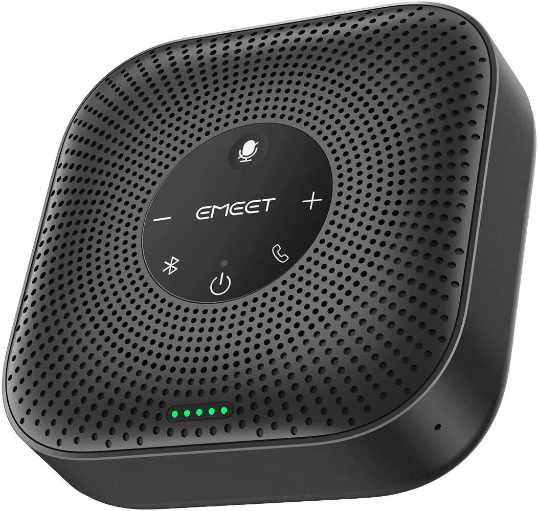 میکروفون EMEET OfficeCore M0 Plus، پوشش کامل 360 درجه HD، آرایه 4 میکروفونی، الگوریتم صوتی Voice IA 4.2، اتصال زنجیره ای، برد دریافت صدا تا 15 فوت، بلوتوث 5.0، مشکی | M0 Plus