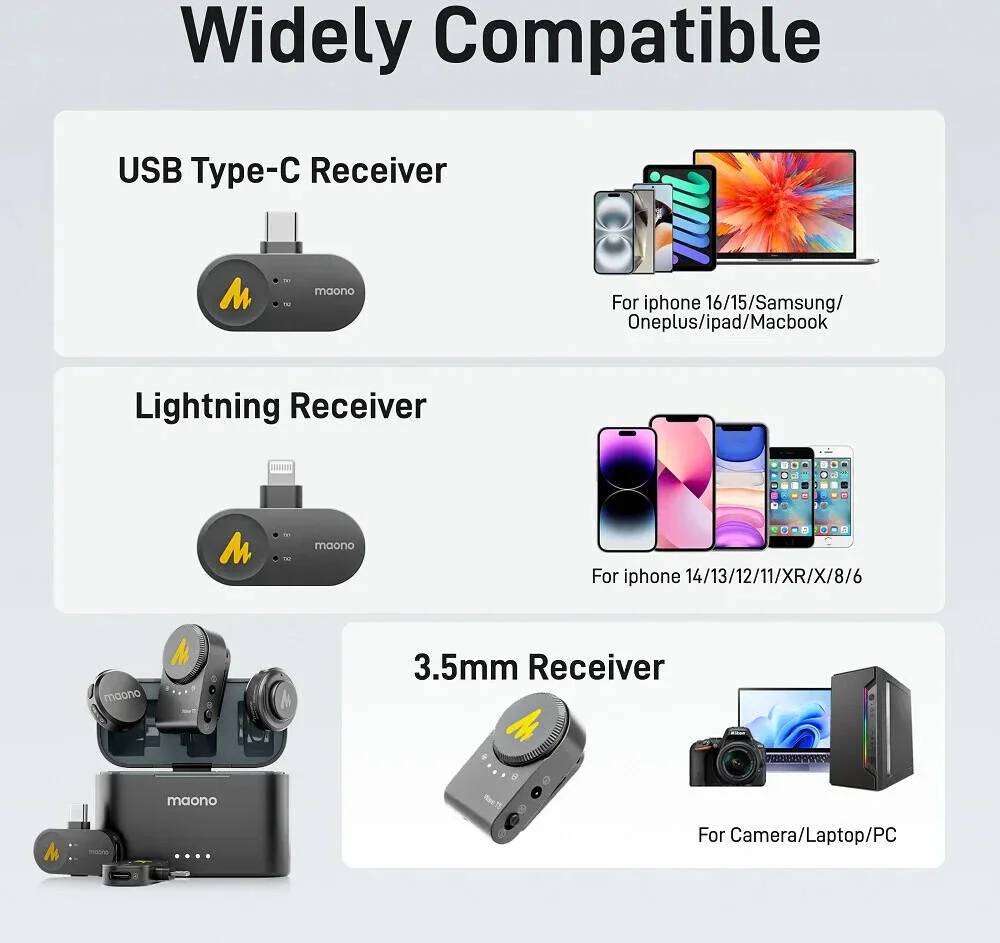 میکروفون یقه ای بی سیم Maono Wave T5، نسبت سیگنال به نویز 80dB، فرمت صوتی 48kHz/24-Bit، حداکثر سطح فشار صدا 120dB، انتقال پایدار و قابل اعتماد تا 1000 فوت، مشکی | WM655 PA3