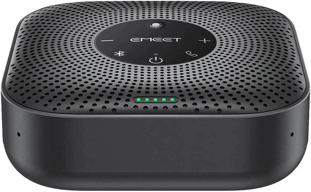 میکروفون EMEET OfficeCore M0 Plus، پوشش کامل 360 درجه HD، آرایه 4 میکروفونی، الگوریتم صوتی Voice IA 4.2، اتصال زنجیره ای، برد دریافت صدا تا 15 فوت، بلوتوث 5.0، مشکی | M0 Plus