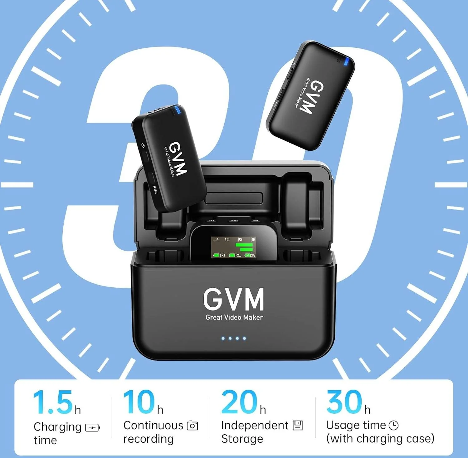 میکروفون ضبط صدای عالی با قابلیت حذف نویز برای تشخیص دقیق صدای انسان، میکروفون یقه ای 2.4 گیگاهرتزی با جعبه شارژ و ذخیره سازی مستقل، 20 ساعت برای ضبط ویدیو و مصاحبه میکروفون ضبط صدای عالی با قابلیت حذف نویز برای تشخیص دقیق صدای انسان، میکروفون یقه ای 2.4 گیگاهرتزی با جعبه شارژ و ذخیره سازی مستقل، 20 ساعت برای ضبط ویدیو و مصاحبه