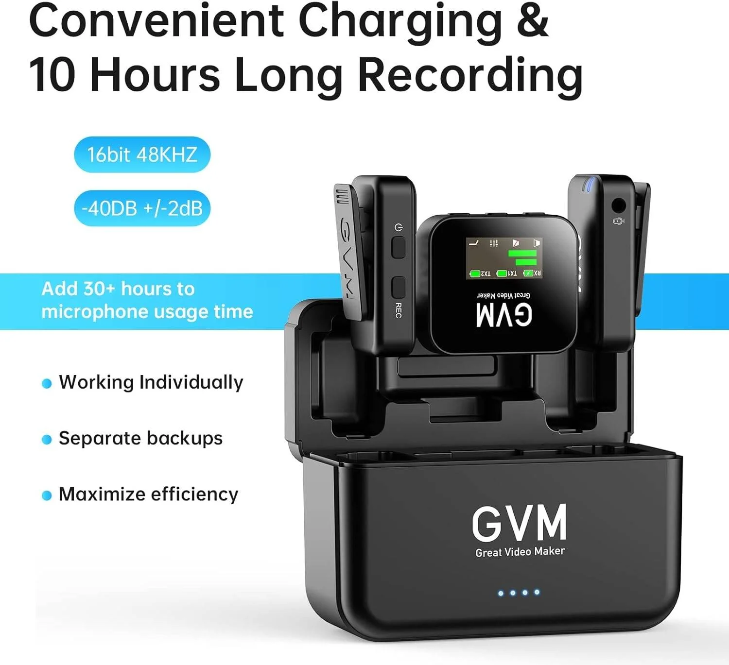 میکروفون ضبط صدای عالی با قابلیت حذف نویز برای تشخیص دقیق صدای انسان، میکروفون یقه ای 2.4 گیگاهرتزی با جعبه شارژ و ذخیره سازی مستقل، 20 ساعت برای ضبط ویدیو و مصاحبه میکروفون ضبط صدای عالی با قابلیت حذف نویز برای تشخیص دقیق صدای انسان، میکروفون یقه ای 2.4 گیگاهرتزی با جعبه شارژ و ذخیره سازی مستقل، 20 ساعت برای ضبط ویدیو و مصاحبه