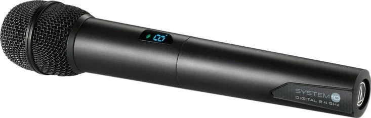 سیستم میکروفون بی سیم دستی دیجیتال Audio-Technica System 10 ATW-1102 با کیفیت 24 بیت/48 کیلوهرتز، محدوده 2.4 گیگاهرتز | ATW-1101