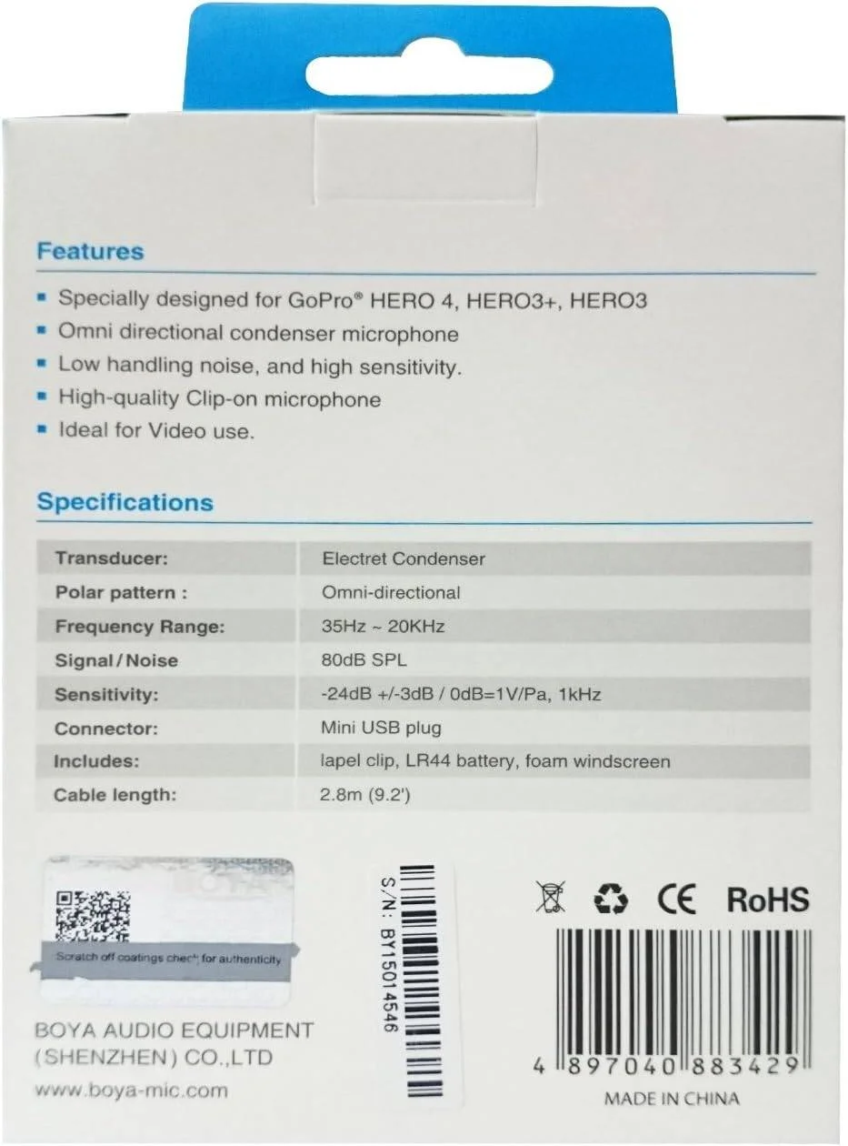میکروفون یقه ای همه جهته BOYA مدل BY-GM10 Pro Mini USB Audio Capacitor برای Hero4, GoPro HERO3 +, HERO3 میکروفون یقه ای همه جهته BOYA مدل BY-GM10 Pro Mini USB Audio Capacitor برای Hero4, GoPro HERO3 +, HERO3