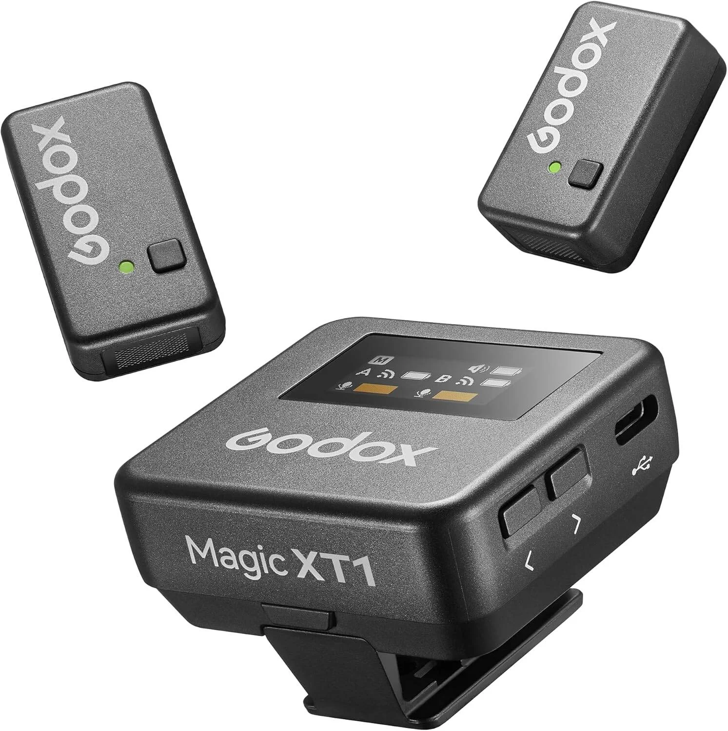 سیستم میکروفون بی‌سیم دو نفره گودکس Magic XT1-C با آداپتور USB-C میکروفون یقه‌ای 2.4 گیگاهرتز برای اندروید، دوربین‌ها و دستگاه‌ها