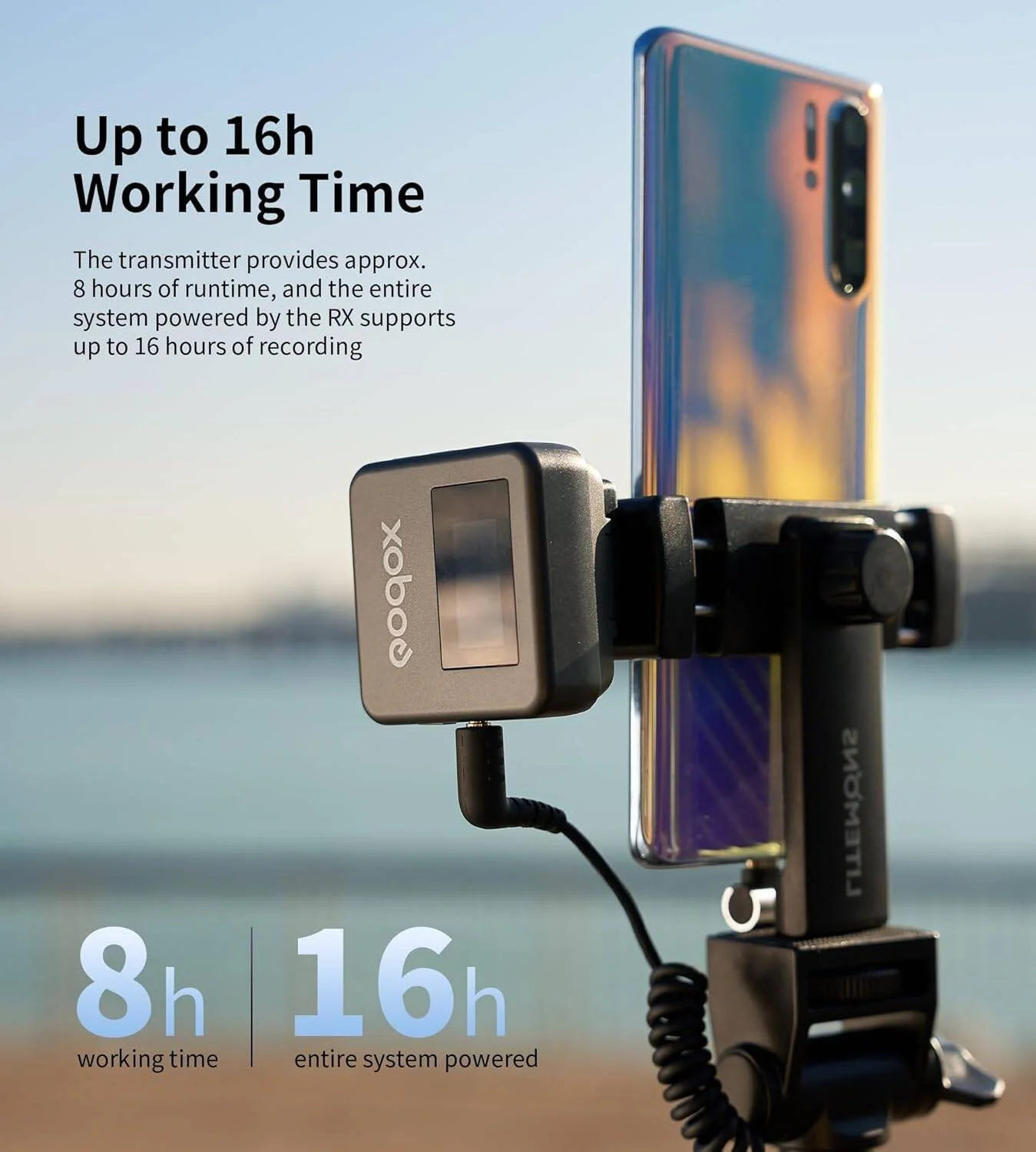 سیستم میکروفون بی‌سیم دو نفره گودکس Magic XT1-C با آداپتور USB-C میکروفون یقه‌ای 2.4 گیگاهرتز برای اندروید، دوربین‌ها و دستگاه‌ها