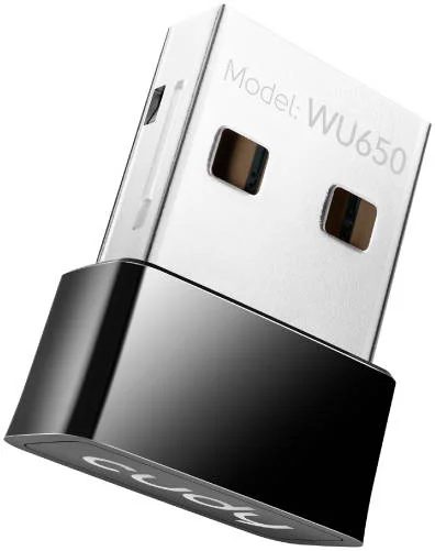 آداپتور مینی USB وای فای Cudy WU650 AC650، سرعت بی سیم 650 (433+200) مگابیت در ثانیه، سازگار با استاندارد 802.11ac/n/b/g، دو بانده 2.4 گیگاهرتز و 5 گیگاهرتز، مشکی | WU650