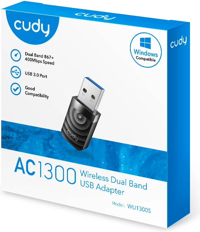 آداپتور USB 3.0 وای فای Cudy WU1300S AC1300، دو بانده 5 گیگاهرتز و 2.4 گیگاهرتز، آنتن با بهره بالا، مشکی | WU1300S آداپتور USB 3.0 وای فای Cudy WU1300S AC1300، دو بانده 5 گیگاهرتز و 2.4 گیگاهرتز، آنتن با بهره بالا، مشکی | WU1300S