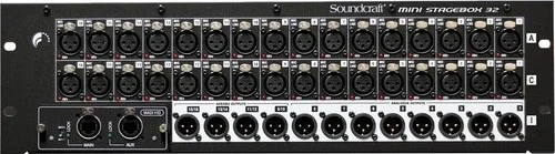 جعبه صحنه دیجیتال Soundcraft Mini Stagebox 32R - دارای 32 ورودی / 16 خروجی با پری امپ میکروفون از راه دور، AES/EBU و Cat5 MADI برای کنسول های Si/Vi | 5049659
