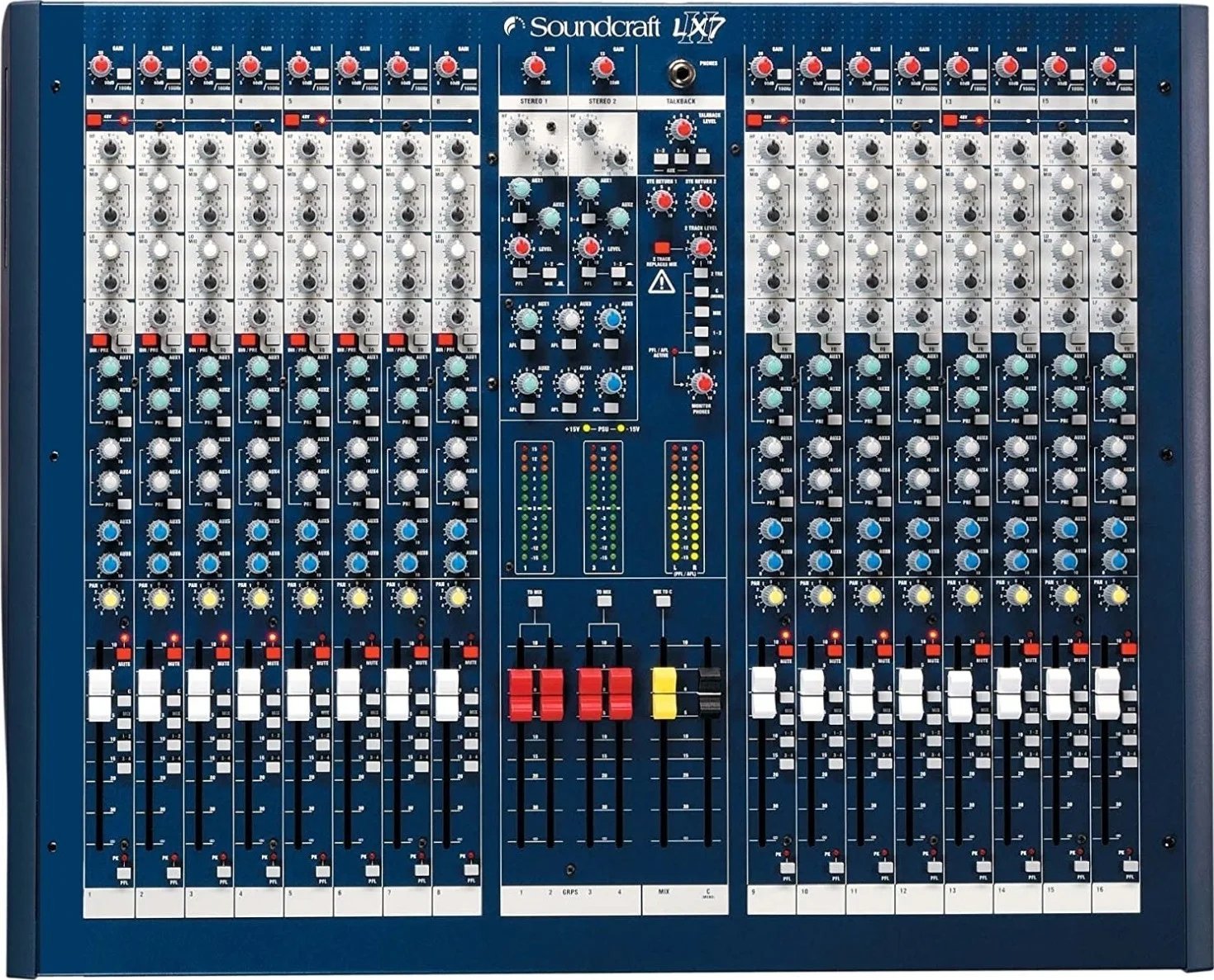 میکسر آنالوگ 16 کانال Soundcraft LX7ii - کنسول حرفه ای صدا و ضبط زنده با پری امپ های GB30، اکولایزر 4 باندی و خروجی های مستقیم | RW5674