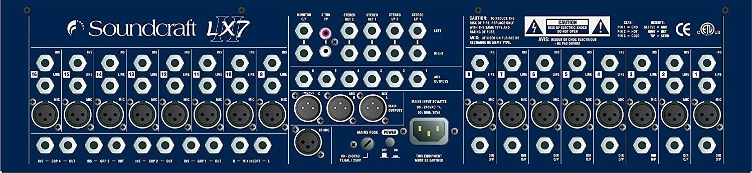 میکسر آنالوگ 16 کانال Soundcraft LX7ii - کنسول حرفه ای صدا و ضبط زنده با پری امپ های GB30، اکولایزر 4 باندی و خروجی های مستقیم | RW5674
