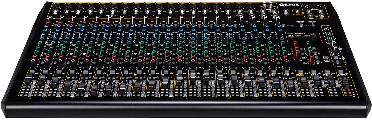 میکسر آنالوگ 24 کاناله RCF F-24XR با 18 پری امپ میکروفون، افکت های PRO DSP، رابط صوتی USB و 6 کمپرسور تک دکمه ای، مشکی | F 24XR